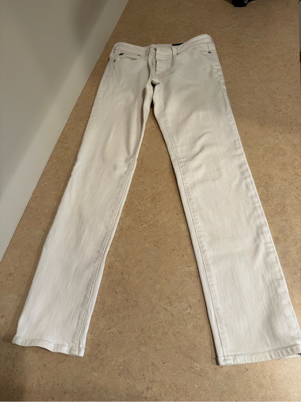 Ag Adriano Goldschmied White Straight-Leg Jeans